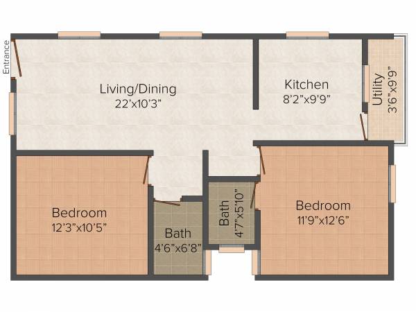 i1 Sai Comforts (2BHK+2T (1,018 sq ft) 1018 sq ft)