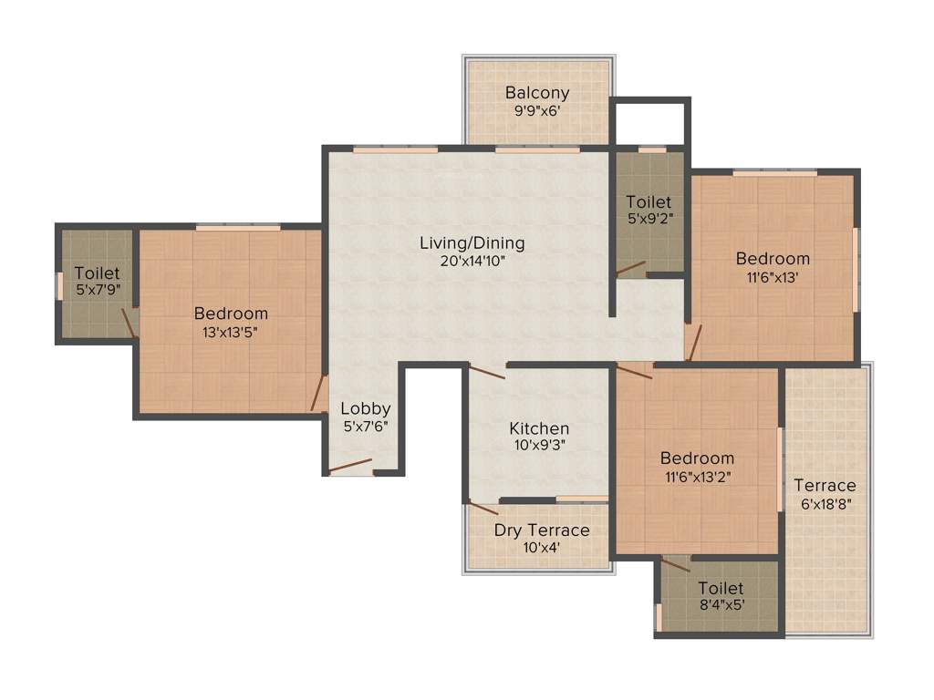Vastu River Nest Phase 2 (3BHK+3T (1,610 sq ft) 1610 sq ft)