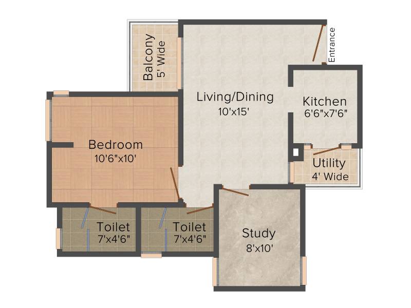 Manglam Casa Amora (1BHK+2T (785 sq ft) + Study Room 785 sq ft)