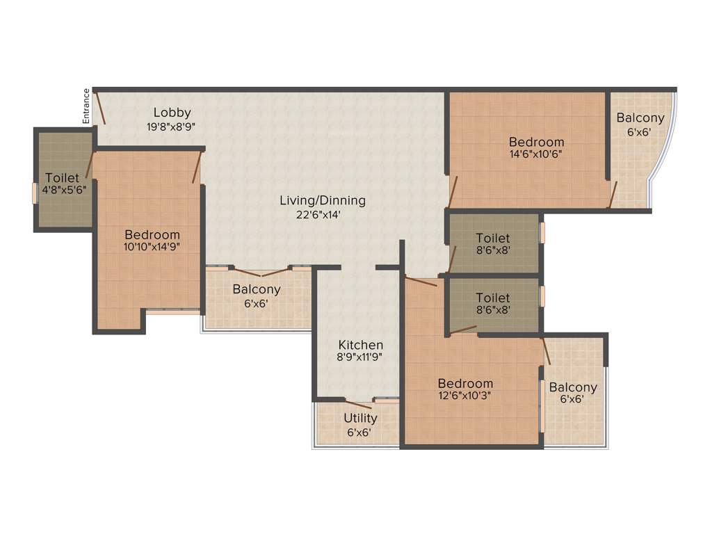 Gopalan Residency (3BHK+3T (1,540 sq ft) 1540 sq ft)