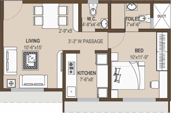 Shree Krishna Eastern Winds (1BHK+1T (694 sq ft) 694 sq ft)
