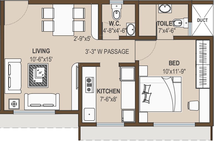 Shree Krishna Eastern Winds (1BHK+1T (694 sq ft) 694 sq ft)