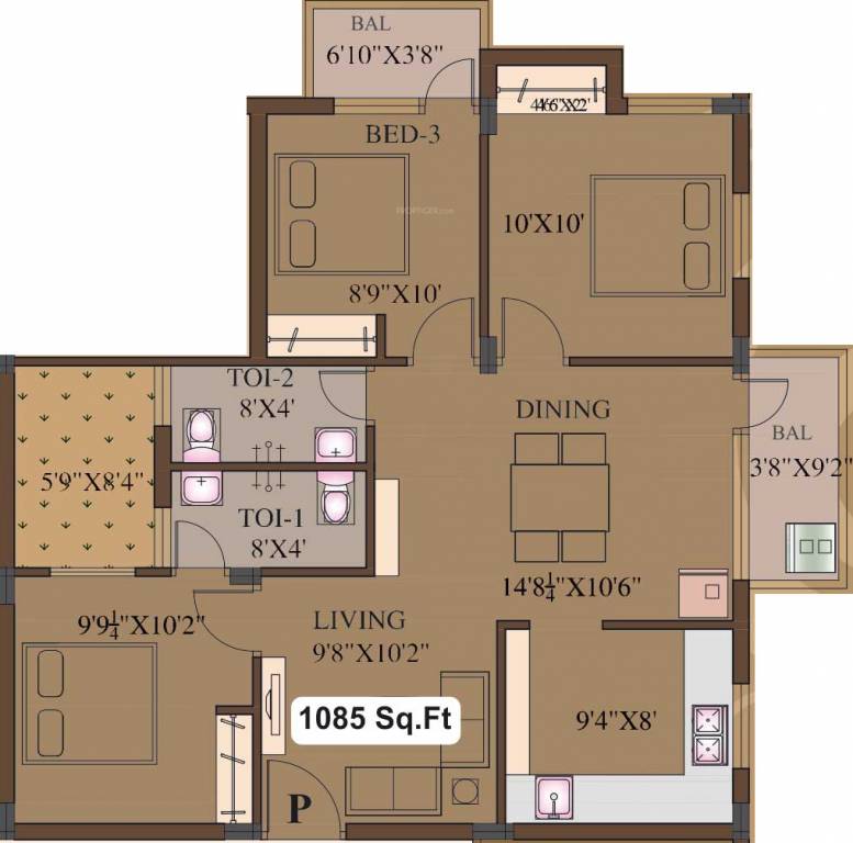 Natwest Vivas (3BHK+2T (1,085 sq ft) 1085 sq ft) Natwest Vivas (3BHK+2T (1,085 sq ft) 1085 sq ft)