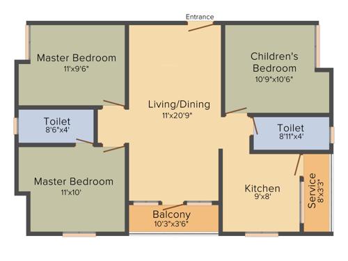 Golden Holborn (3BHK+2T (1,180 sq ft) 1180 sq ft)