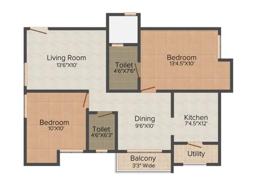 Orchid Enclave (2BHK+2T (1,055 sq ft) 1055 sq ft) Orchid Enclave (2BHK+2T (1,055 sq ft) 1055 sq ft)