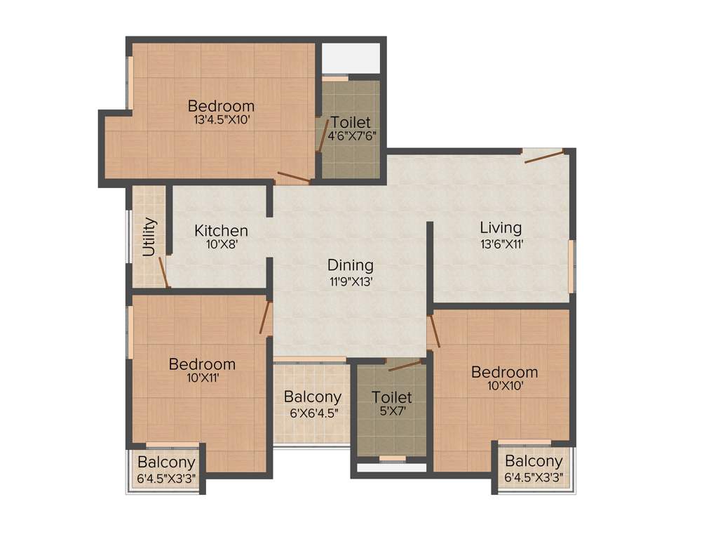 Orchid Enclave (3BHK+2T (1,321 sq ft) 1321 sq ft)