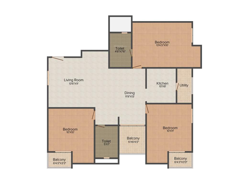 Orchid Enclave (3BHK+2T (1,337 sq ft) 1337 sq ft)
