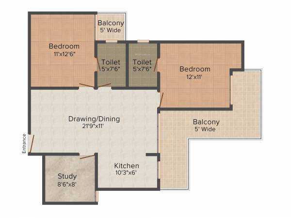 Saviour Myra (2BHK+2T (1,235 sq ft) Study Room 1235 sq ft) Saviour Myra (2BHK+2T (1,235 sq ft) Study Room 1235 sq ft)