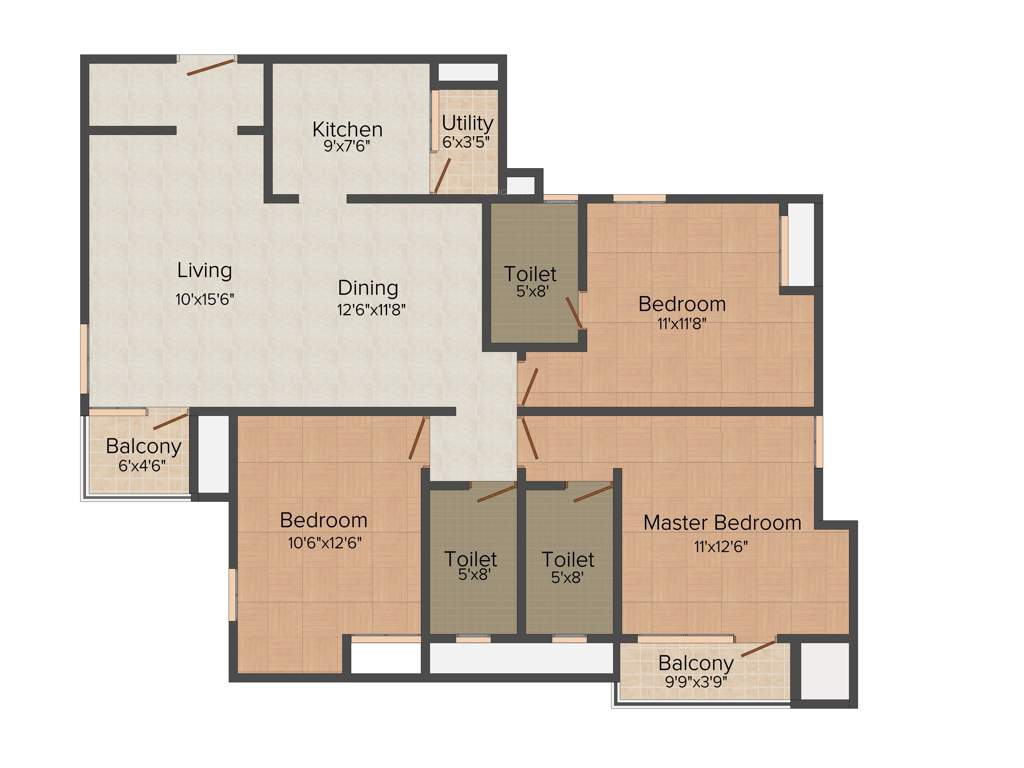 Sugal and Damani Foundations Lake Side (3BHK+3T (1,481 sq ft) 1481 sq ft)
