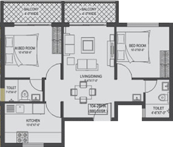 Shakthi Sun City (2BHK+2T (880 sq ft) 880 sq ft) Shakthi Sun City (2BHK+2T (880 sq ft) 880 sq ft)
