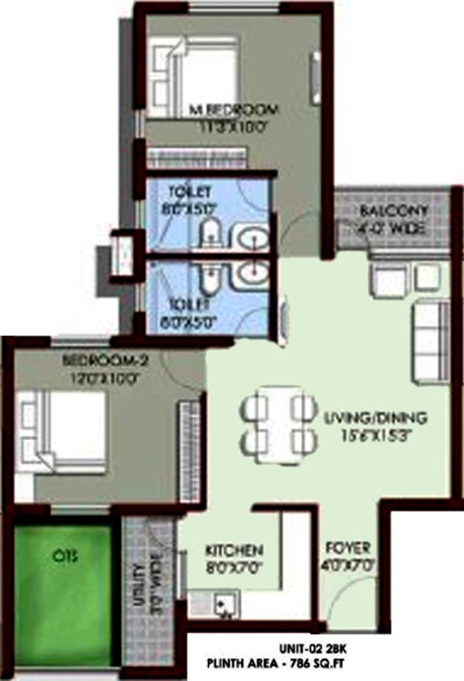 Sugal and Damani Foundations Lake Side (2BHK+2T (786 sq ft) 786 sq ft)