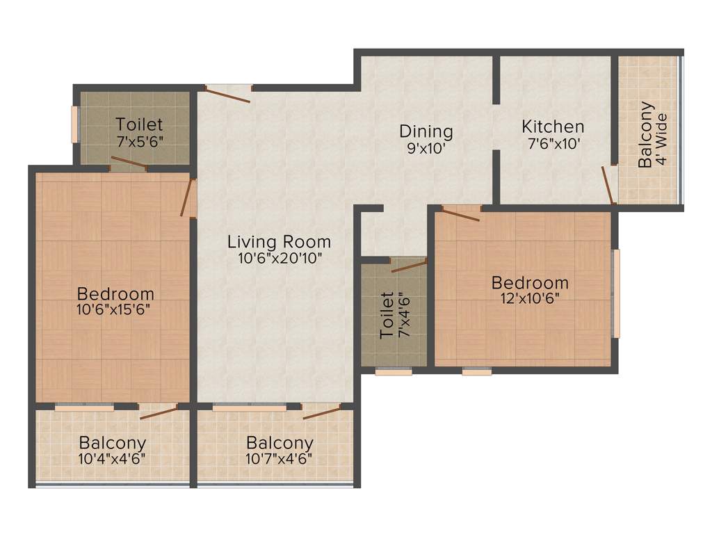 Land Aster Park (2BHK+2T (1,215 sq ft) 1215 sq ft)