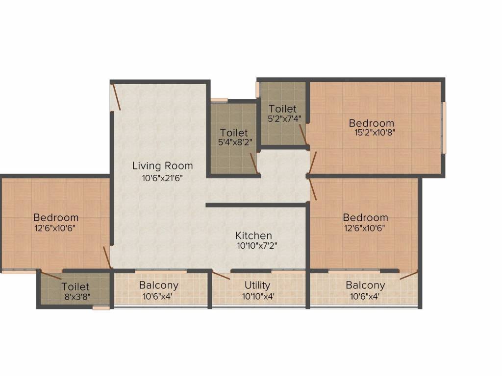 Innovative Aqua Front (3BHK+3T (1,410 sq ft) 1410 sq ft)
