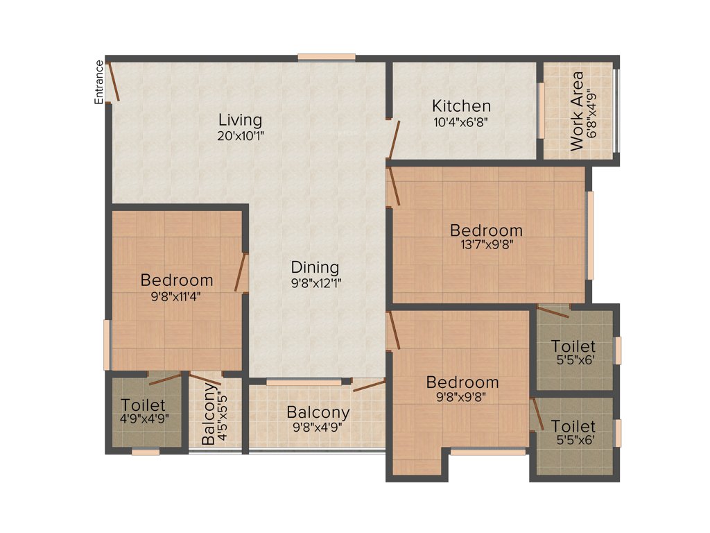 Regal Valencia (3BHK+3T (1,242 sq ft) 1242 sq ft)