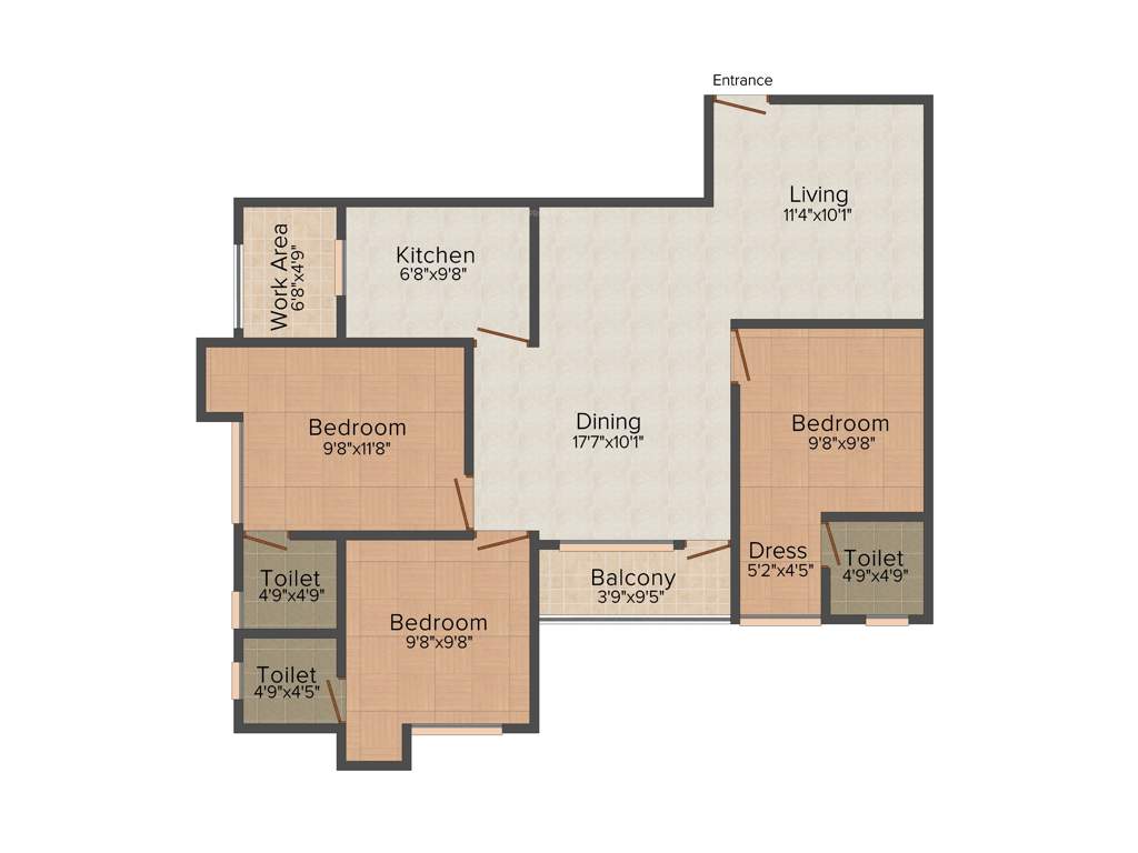 Regal Valencia (3BHK+3T (1,212 sq ft) 1212 sq ft)