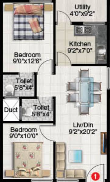 Abhyudaya Elite Abhyudaya I (2BHK+2T (745 sq ft) 745 sq ft)