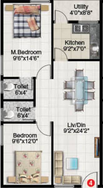 Abhyudaya Elite Abhyudaya I (2BHK+2T (855 sq ft) 855 sq ft)