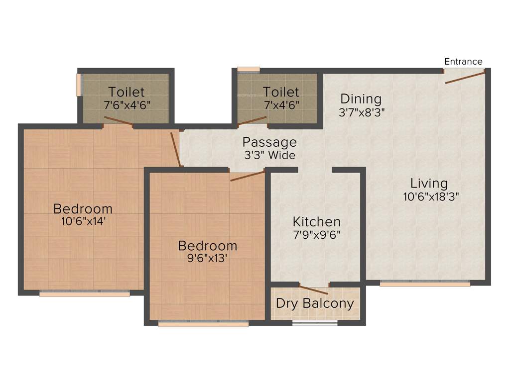 HDIL Whispering Towers (2BHK+2T (1,315 sq ft) + Study Room 1315 sq ft)