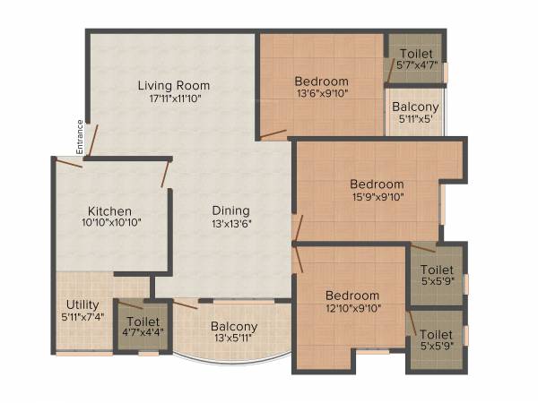 Regal County (3BHK+4T (1,507 sq ft) 1507 sq ft) Regal County (3BHK+4T (1,507 sq ft) 1507 sq ft)