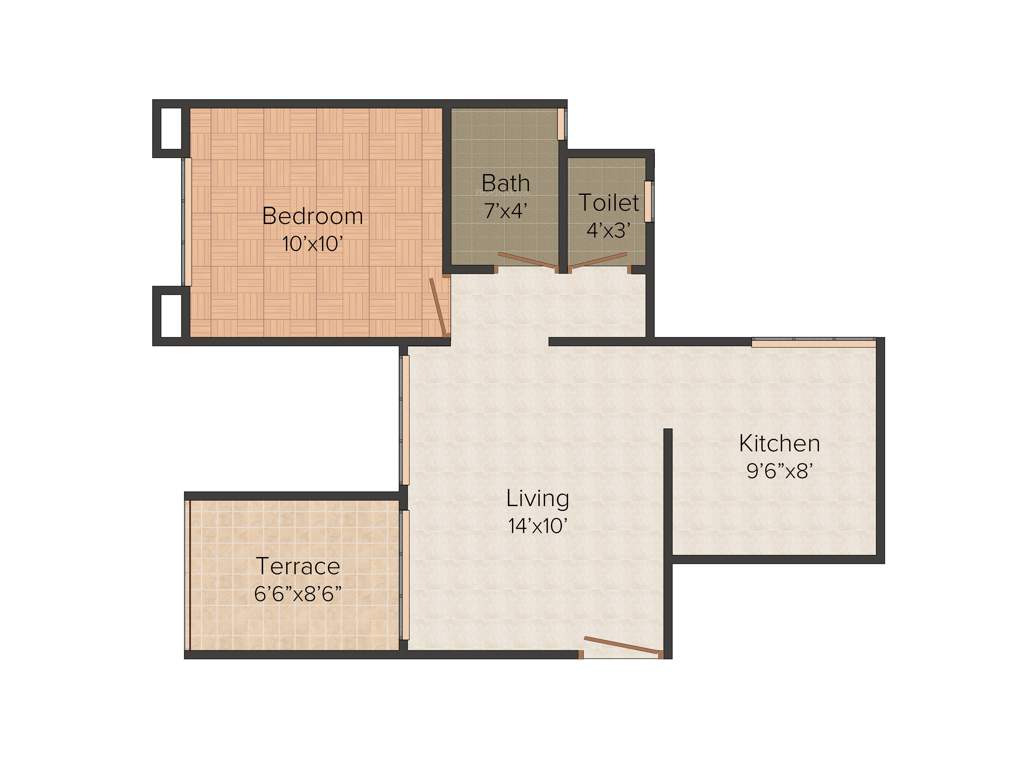 Shyama Rainbow Vissta (1BHK+1T (596 sq ft) 596 sq ft)