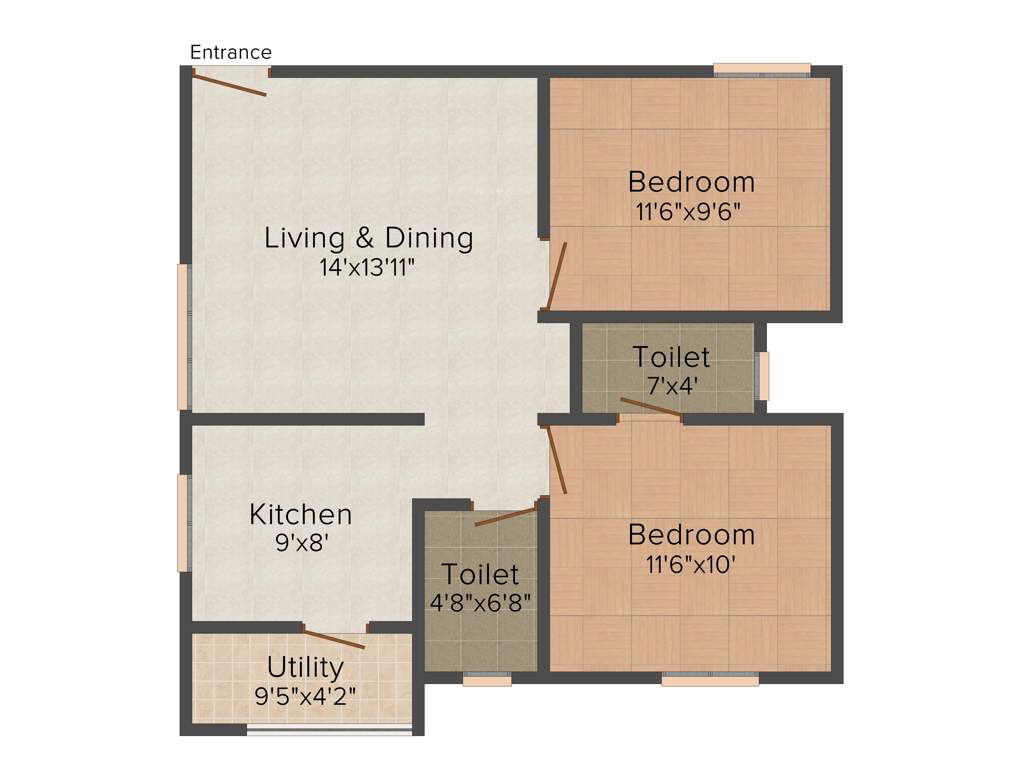 Ruby Regency (2BHK+2T (831 sq ft) 831 sq ft)