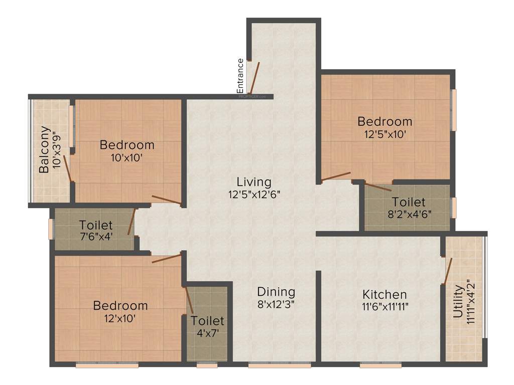 Ruby Regency (3BHK+3T (1,377 sq ft) 1377 sq ft)