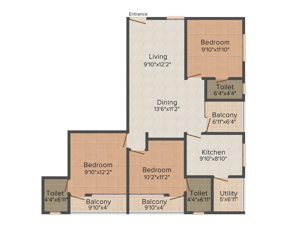 Siddhi Lakshmi Prabha (3BHK+3T (1,219 sq ft) 1219 sq ft)