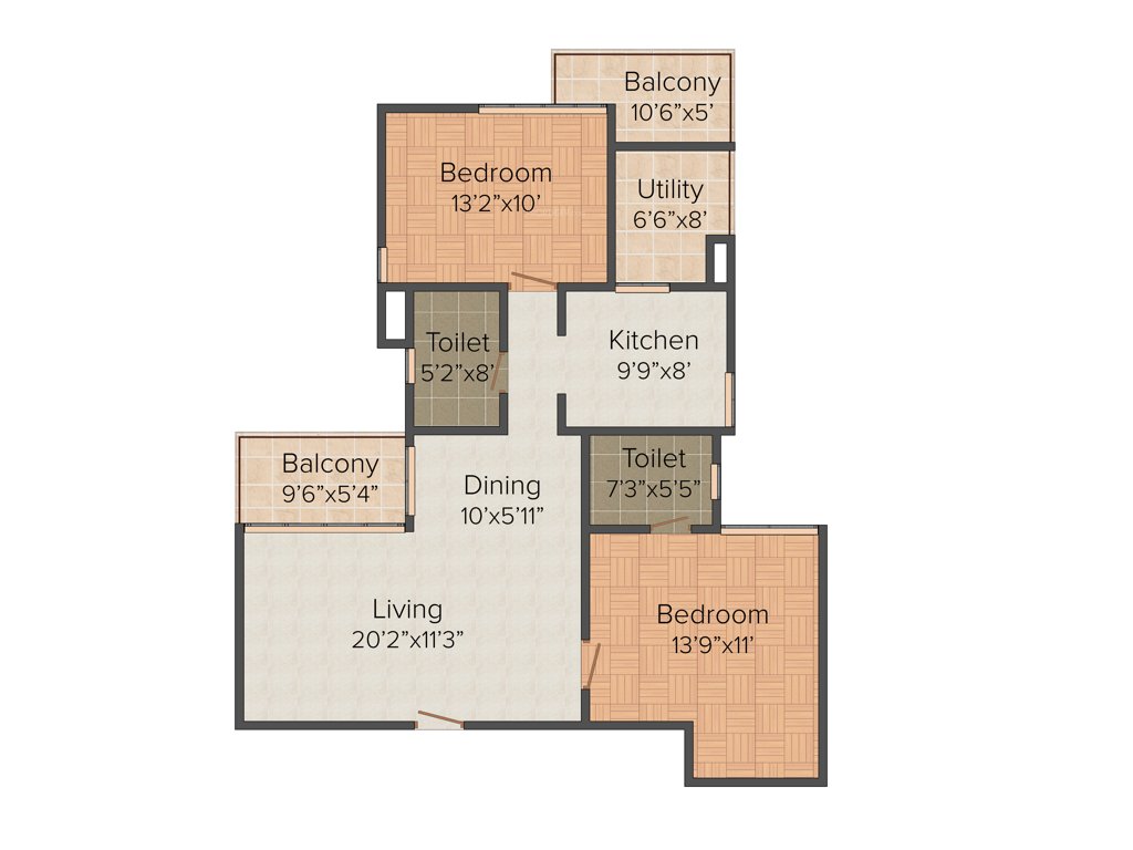 Saket Callipolis (2BHK+2T (1,369 sq ft) 1369 sq ft)