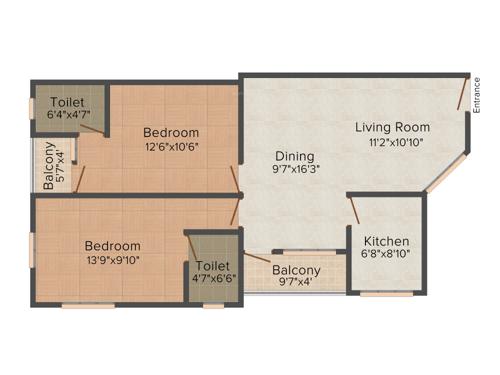Siddhi Vrindavan (2BHK+2T (937 sq ft) 937 sq ft)