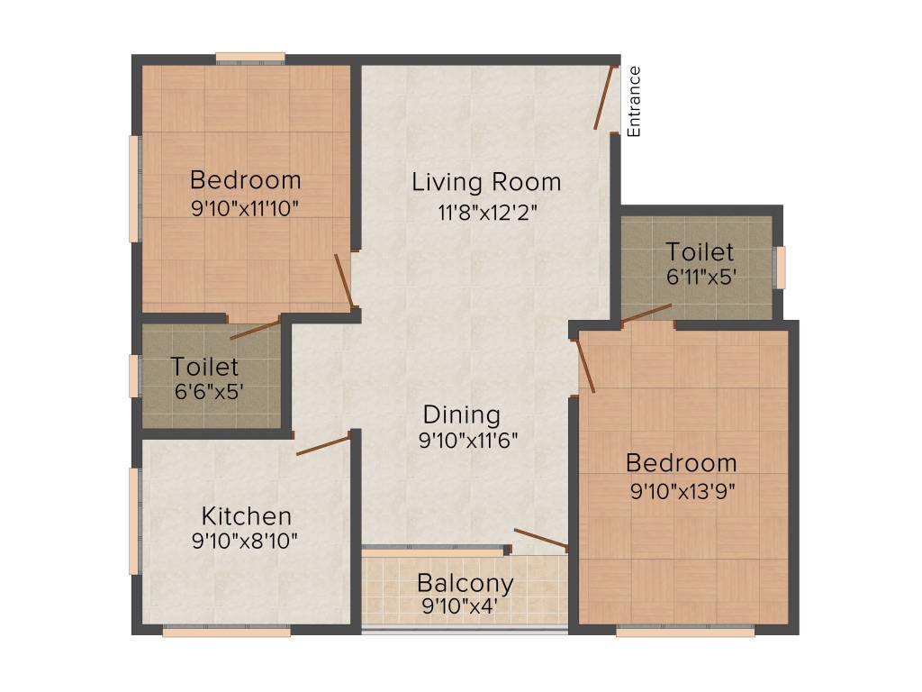 Siddhi Vrindavan (2BHK+2T (896 sq ft) 896 sq ft)