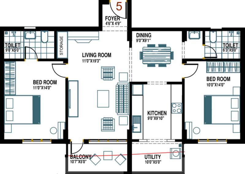 Nirmaan Evanna Homes (2BHK+2T (1,200 sq ft) 1200 sq ft)