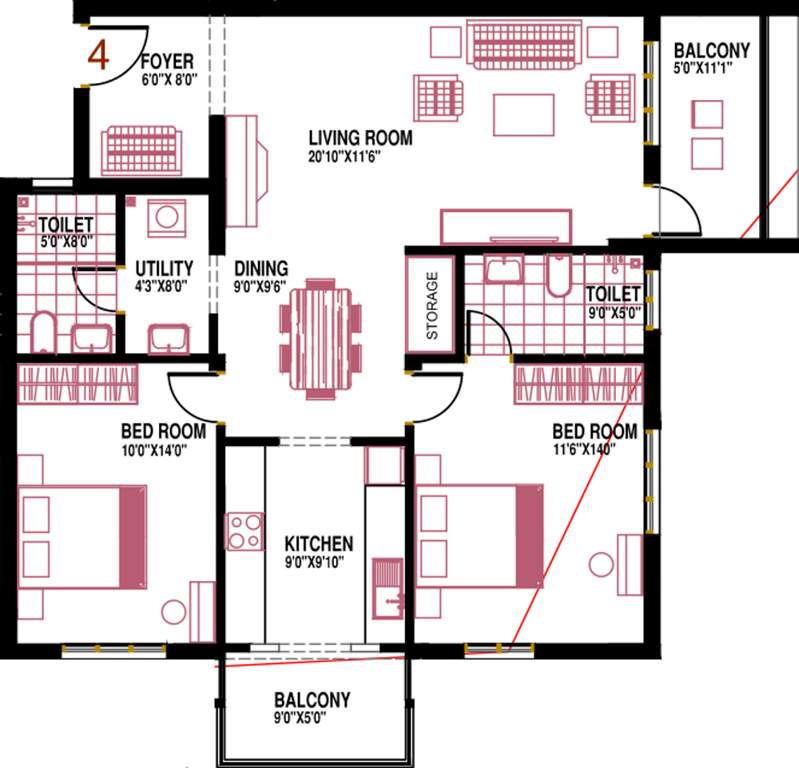 Nirmaan Evanna Homes (2BHK+2T (1,380 sq ft) 1380 sq ft)