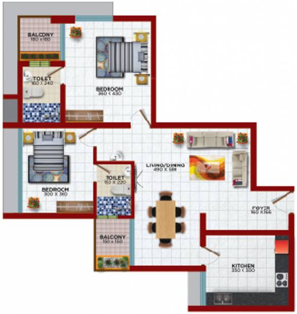 1157 sq ft 2 BHK Floor Plan Image - Sree Dhanya Homes Noahs Ark ...