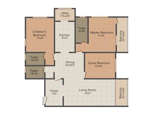 Nirmaan Gokul Residency (3BHK+3T (1,750 sq ft) 1750 sq ft)