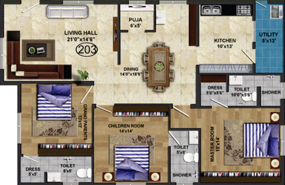RRSA Yalamanchili Heights (3BHK+3T (1,633 sq ft) + Pooja Room 1633 sq ft) RRSA Yalamanchili Heights (3BHK+3T (1,633 sq ft) + Pooja Room 1633 sq ft)