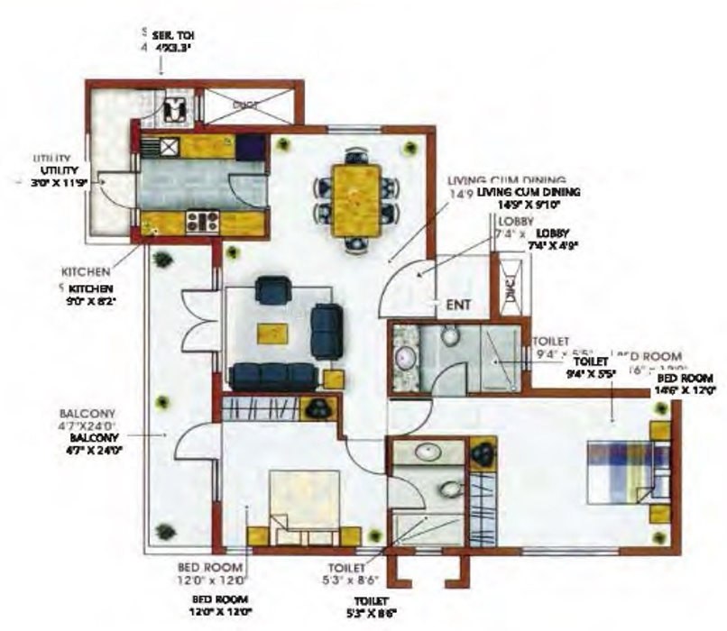 MRG Aahika (2BHK+2T (1,450 sq ft) 1450 sq ft)