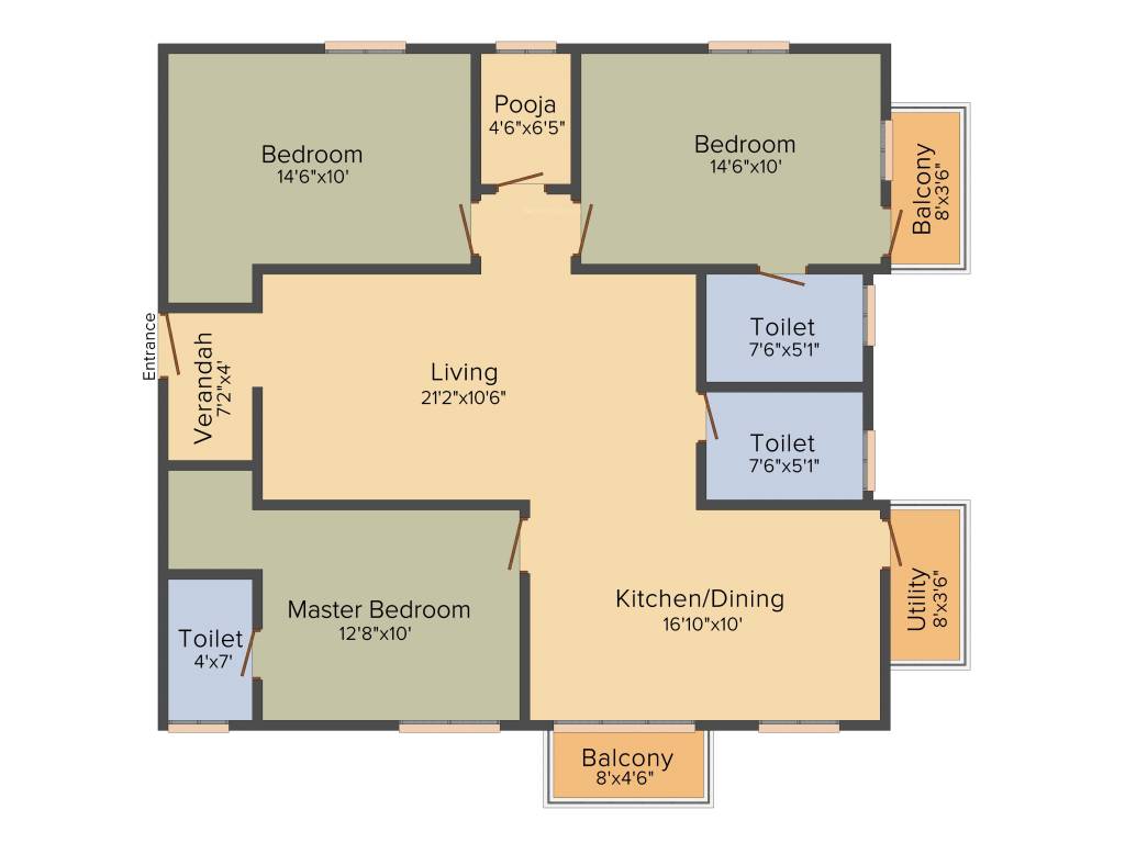 Vrindavan Bliss (3BHK+3T (1,478 sq ft)   Pooja Room 1478 sq ft)