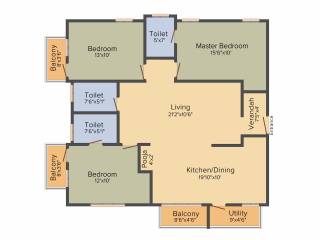 Vrindavan Bliss (3BHK+3T (1,534 sq ft)   Pooja Room 1534 sq ft)