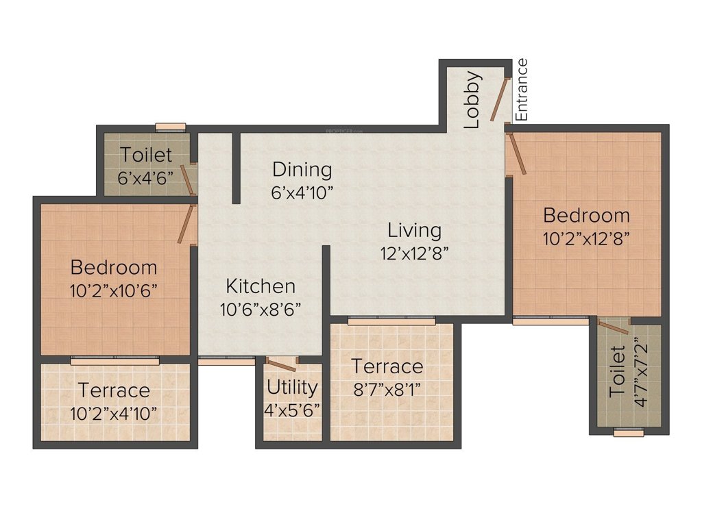 Calyx Parineeta (2BHK+2T (1,010 sq ft) 1010 sq ft)