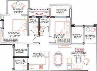 Calyx Parineeta (2BHK+2T (932 sq ft) 932 sq ft)