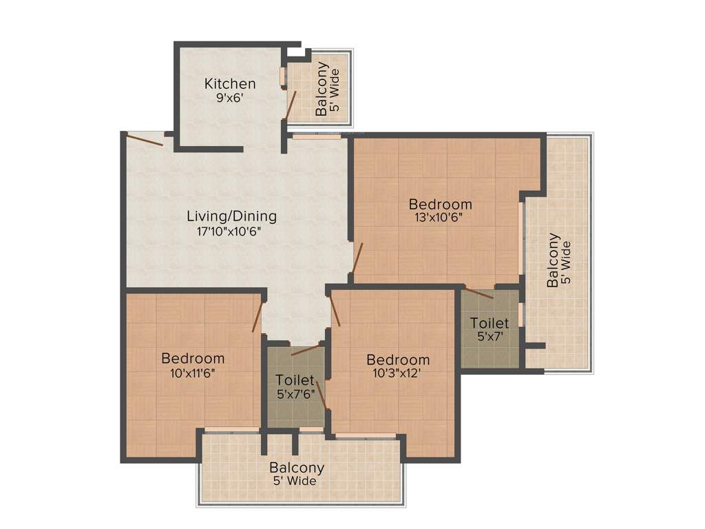 Ruchira The Sapphire (3BHK+2T (1,414 sq ft) 1414 sq ft)