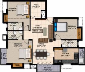 Kriya Sai Sudha (3BHK+3T (1,585 sq ft) + Pooja Room 1585 sq ft) Kriya Sai Sudha (3BHK+3T (1,585 sq ft) + Pooja Room 1585 sq ft)