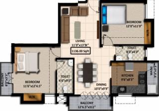 Kriya Sai Sudha (2BHK+2T (1,136 sq ft) 1136 sq ft)