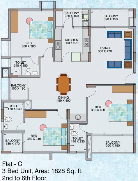 Lotus Ambady (3BHK+3T (1,828 sq ft) 1828 sq ft)