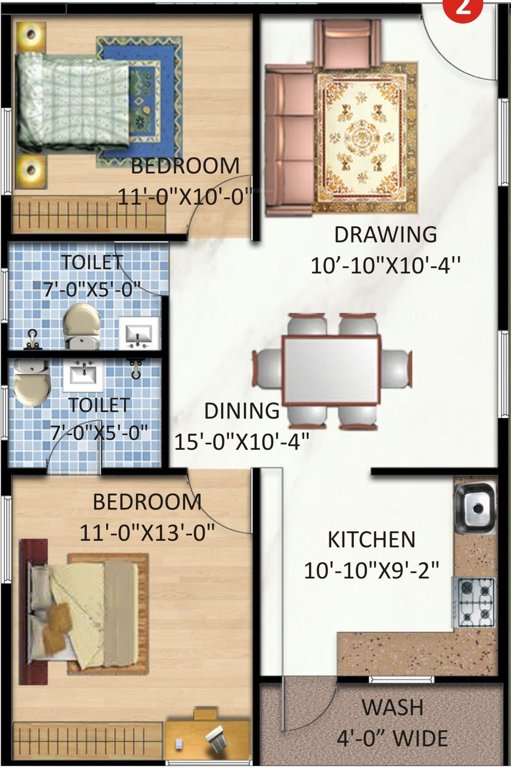 Pragati Plaza (2BHK+2T (988 sq ft) 988 sq ft)