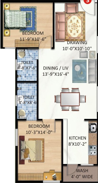 Pragati Plaza (2BHK+2T (1,056 sq ft) 1056 sq ft)