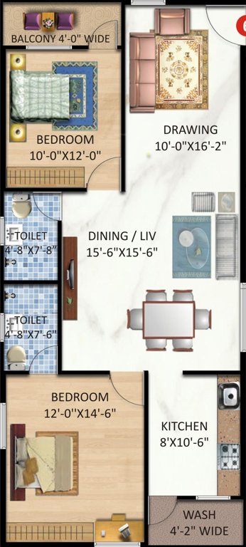 Pragati Plaza (2BHK+2T (1,235 sq ft) 1235 sq ft)