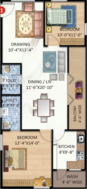 Pragati Plaza (2BHK+2T (1,256 sq ft) 1256 sq ft)