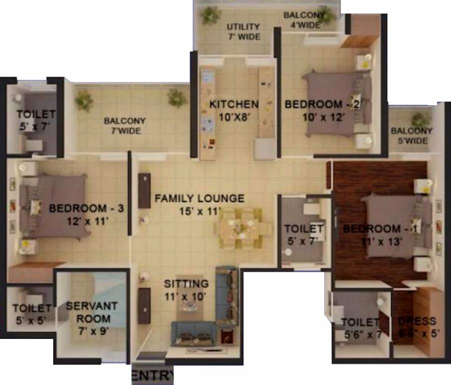 Resizone Elanza (3BHK+4T (1,770 sq ft) + Servant Room 1770 sq ft) Resizone Elanza (3BHK+4T (1,770 sq ft) + Servant Room 1770 sq ft)