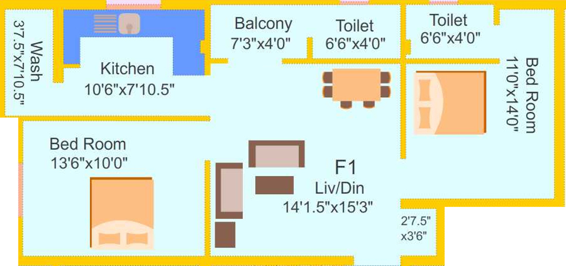 EXL Brindavan (2BHK+2T (916 sq ft) 916 sq ft) EXL Brindavan (2BHK+2T (916 sq ft) 916 sq ft)